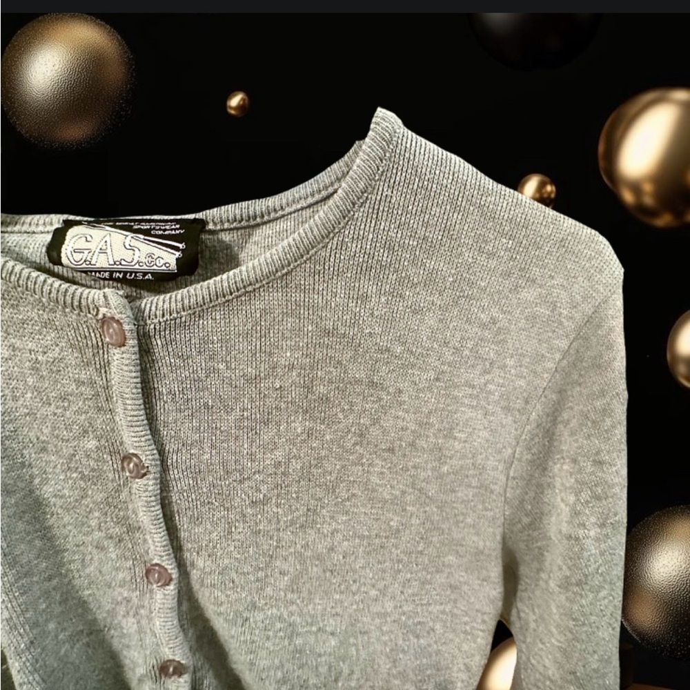 G.A.S. Co. Grey Ribbed button down sweater - Picture 3 of 5
